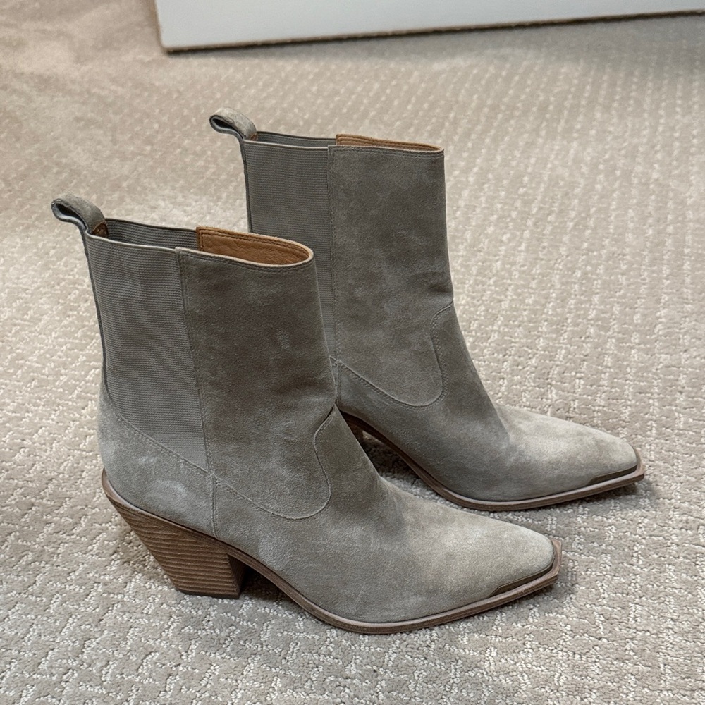 Sigerson Morrison Taupe Suede Heeled Ankle Boots